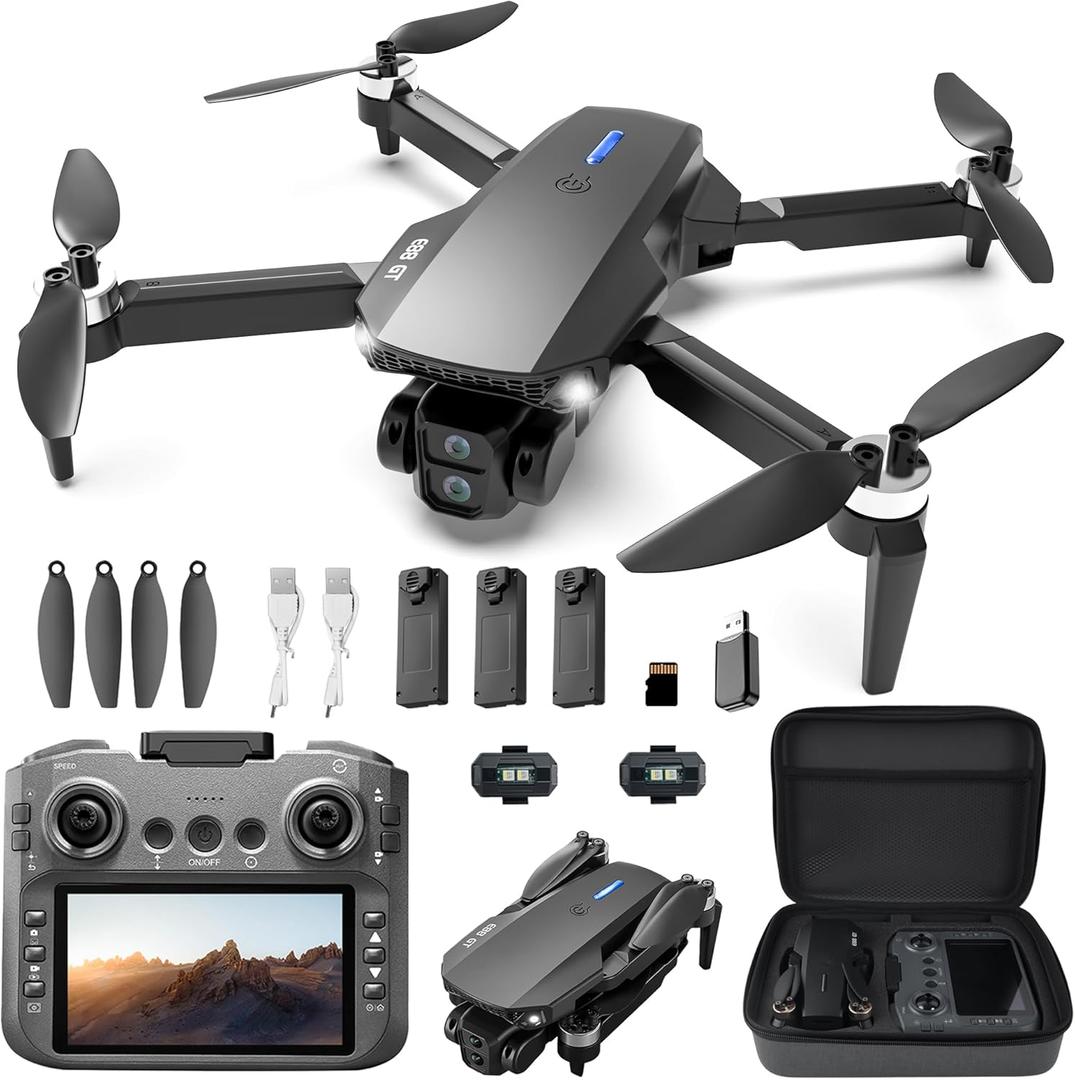 BEZGAR Drone with Camera, 4.3" Screen Remote Control Drones 1080P HD FPV RC Quadcopter, WiFi Live Video on Screen, One Key Start for Beginner, 3 Batteries, Ideal Toy Gift for Kids & Adults