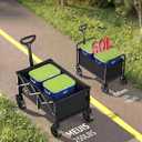 Collapsible Wagon Cart with Wheels - 250LBS Heavy Duty Folding Wagon for Groceries Shopping Outdoor Apartment Portable Foldable Utility Grocery Trolley, Black, L