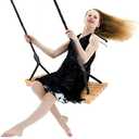 Wooden Swing Seat, Hanging Tree Swing with Adjustable Nylon Rope, Outdoor Wood Swing Set for Backyard, Patio, Garden Playground (26x12in)