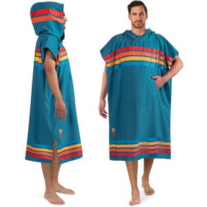 SUN CUBE Surf Poncho Changing Robe with Hood, Quick Dry Microfiber Wetsuit Changing Towel for Surfing Beach Swim Outdoor Sports Men, Absorbent Wearable Towel Cover Up with Pocket, Sunset Blue (One Size)