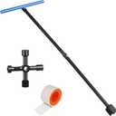 Water Meter Key 28 Inch Shut Off Tool - 4-Way Multifunctional Key and Seal Tape for Opening and Closing Meters or Valves