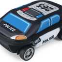 ZIPIT Police Car Pencil Case for Boys, Large Capacity Pencil Box for School with Spinning Wheels, Blue