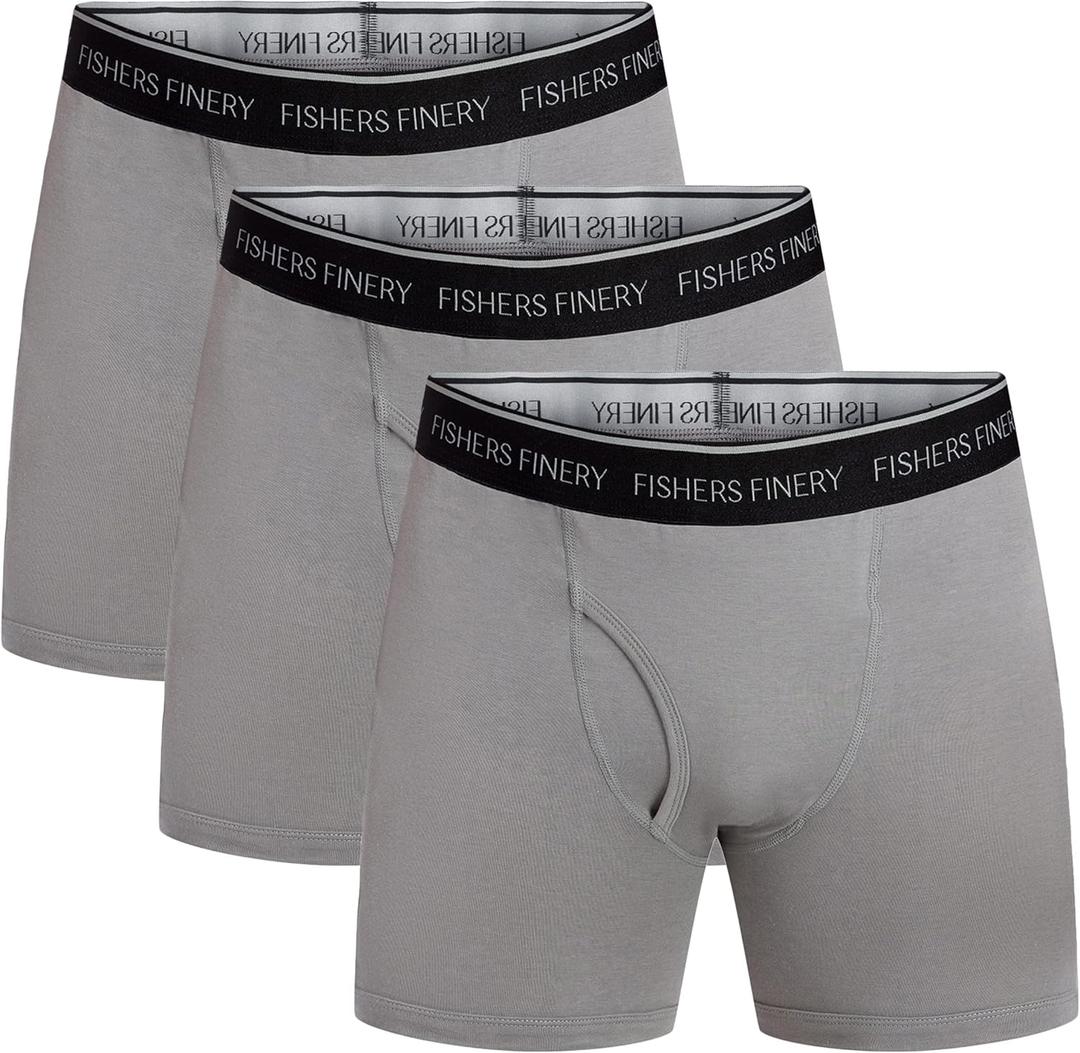 Fishers Finery Athletic Fit Modal Boxer Briefs Moisture Wicking Microfiber Underwear Multipack (Gray, L)