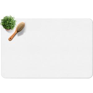 Diatomite Stone Bath Mat, Premium Non-Slip Natural Diatomaceous Earth Bathtub Quick Drying Mats for Bathroom Floor (23.6" x 15.4" White)