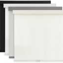 AOSKY Light Filtering Roller Shades Cordless Blinds for Windows, 1% Openness Free-Stop Shades with Valance, Thermal Insulated Fabric, UV Protection, Natural Woven Blinds（23" W x 72" H, Ivory）