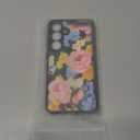 Compatible for Samsung Galaxy S25 Case Cute with Strap Stand Finger Kickstand, Designer Cool Silicone Cases Funda Cover - Blue Flowers Pale Rose