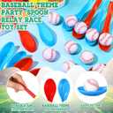 12 Pack Baseball Theme Party Game Spoon Relay Race Toy Set for Kids Adults Baseball Foam Ball and Spoon Race Game Decorations for Sports Party Indoor Outdoor School Class Birthday