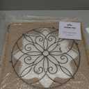 Hallops Carved Wood Wall Decor - Rustic Unique Design Wall Sculptures - Entryway Wood Wall Art - Brown and White - Old World Charm - Intricately Carved Tile - Quatrefoil Design - 16.5 x 16.5 inch