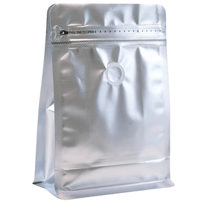 BAAGGNAA 60 Pack High Barrier Stand-Up Coffee Bean Bags with Vented Valve, Matte Metallic, Heat-Sealable and Resealable Solid Color Pouches for Food Storage (5.1 * 8 inch,1/2 lb,8 oz,Silver)
