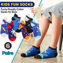MOGGEI Kids Boys Ankle Socks Low Cut No Show Funny Cartoon Fun Cute Novelty Cotton Socks 6 Pairs (1-3T, Space)