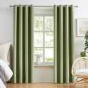 Melodieux Blackout Curtains for Bedroom Cotton Textured Curtains 96 inch Length 2 Panels Set Grommet Window Curtains for Living Room Thermal Insulated Privacy 100% Blackout Drapes (Sage, 42 x 96 Inch)