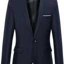 Beninos Mens Blazer Jacket Slim Fit Casual One Button Sport Coats (Small, Navy)