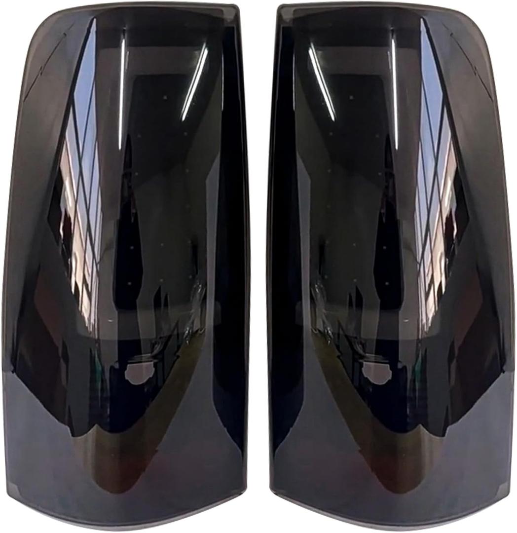 WonVon Tail Lights Compatible with 2003-2006 Chevy Silverado 1500 2500 3500 2007 Classic, C-Type LED Tube Black Smoked Lens Rear Brake Lamps OE Replace GM2800174, GM2801174