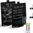 2 PCS Desktop Black Dry Erase Board with Stand - 12 x 8 Small Acrylic Black Board with Marker and Magnetic Clip, Reusable Desk Notepad, to-Do List, Menu Board Signs for Bar, Office, Home