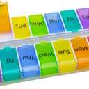 EZY DOSE Ezy Fill (14-Day) Pill Organizer, Weekly Removable Trays with Flip-Open Daily Compartments for Easy Refill, 2 Times a Day Medicine Planner, Vitamin Organizer Box, Rainbow, BPA Free