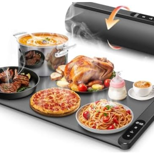 Food Warming Mat, Graphene Heating Warming Mat for Food, Portable Electric Warming Tray for Parties Buffet with 6 Hours Timer Setting, Roll Up Food Warmer Mat
