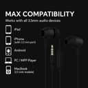 2 x Wired Earbuds with Microphone, 2 Pack (Black & White), in-Ear Lightweight Stereo Headphones with 3.5mm Jack, Noise-Isolating Earphones for Smartphones, Tablets, Laptops, MP3 Players