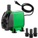 Simple Deluxe 10ft High Lift 800GPH 24W Water Table Pump (3000L/H) with 3 Nozzles, Perfect for Fish Tank, Pond, Aquarium, Statuary, Hydroponics, Fountain, Green