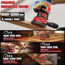 Cordless Orbital Sander Compatible For Milwaukee 18V, Electric Orbit Sander with Brushless 12000 RPM 6 Variable discs Speed Sander Machine With Dust Collector for Woodworking Sanding (No Battery)
