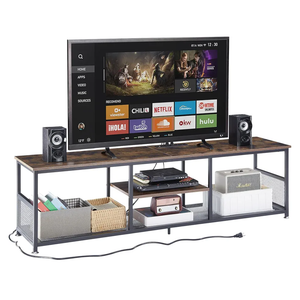 Furologee TV Stand, Small Media Console Table with 3Tier Storage Shelves, Industrial Entertainment Center for TVs up to 50 Inch, Television Stands for Living Room, Bedroom, Rustic Brown