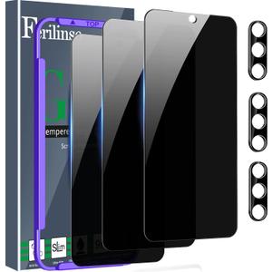 Ferilinso 3 Pack Privacy Screen Protector for Samsung Galaxy S25 Plus with 3 Pack Tempered Glass Camera Lens Protector Phone Case Friendly Accessories Protector de Pantalla for Samsung S25 Plus