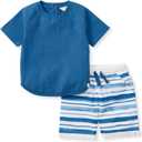 Burt's Bees Baby baby-boys Shirt and Shorts Set, Top & Bottom Outfit Bundle, 100% Organic Cotton (4T)