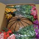 Hananona 2 Set Artificial Outdoor Flowers with Hanging Basket, 2 Hanging Planters with 24 Pcs Flowers for Spring Summer Front Porch Garden Patio Home Decor (2, Red, Purple, Yellow, Rose Red)
