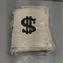 MAQUITA 20 Pcs Canvas Money Bag Pouch with Drawstring 9 x 6.3 Inches Carrying Sack Money Bag Prop with Dollar Sign for Birthday Halloween Cosplay Theme Party Supplies (Beige)