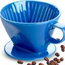 hailanbao Handmade Pour Over Ceramic Coffee Dripper - Authentic Brewing Experience for Camping, Office, and Home (Blue)