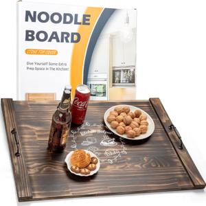 Noodle Board 30"L x 22"W Gas Stove Top Cover, Wooden Covers for Electric Stove, Kitchen Counter Space