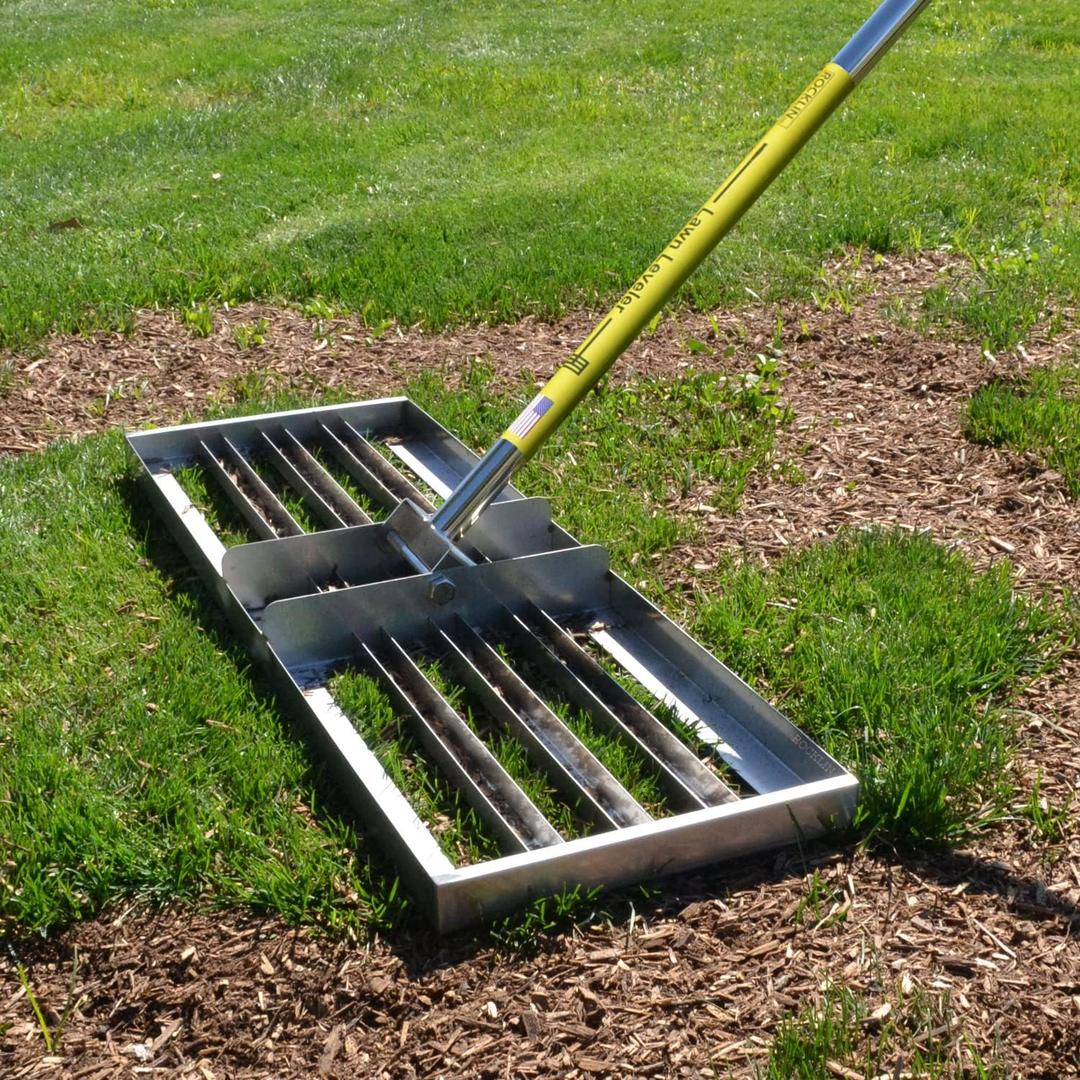 Rocklin Lawn Leveling Rake | Levelawn Tool | Level Soil or Dirt Ground Surfaces Easily | 30 x 10 Ground Plate | 78 Extra Long Handle | Stainless Steel (30 Inches)