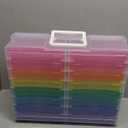 novelinks Transparent 4" x 6" Photo Cases and Clear Craft Keeper with Handle - 16 Inner Cases Plastic Storage Container Box (Multi-colored)