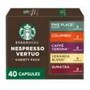 Starbucks by Nespresso Vertuo, Blonde, Medium, and Dark Roast Variety Pack Coffee, 40-count Coffee Pods, Brews 7.8 oz, BBD 22/06/2026