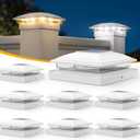 APONUO 8 Pack Solar Post Cap Lights, 2 Modes(Warm/Cool Light) Outdoor Waterproof Fence Post Solar Lights, Solar Powered Garden, Patio, Deck Decor for 4x4, 5x5, 5.5x5.5 Wood & Vinyl Posts, White