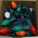 C7 Vintage Christmas Lights, 25Ft Ceramic Multicolor Christmas String Lights with 27 5W Glass Bulbs, Waterproof Connectable Christmas Decorations for House Roofline Backyard Wedding Holiday Party (Incandescent)