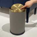 9L/2.3GAL Bathroom Trash Cans Gold,Brush Brass Trash Can with Lid,Gold Trash Can for Bathroom,Bedroom, Powder Room,Office,Laundry Room (9L-Gery)