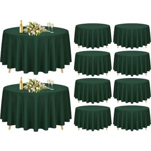 Pesonlook 10 Pack Hunter Green 120 Inch Round Tablecloths, Polyester Tablecloths for Round Tables, Wrinkle & Stain Resistant, Perfect for Wedding, Party, Dining, Banquet