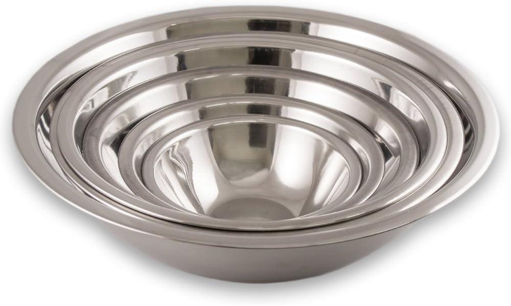 6 Piece Standard Stainless Steel Mixing Bowl Set - Mirror Finish Prep Bowls - 3/4 Qt, 1.5 Qt, 3 Qt, 4 Qt, 5 Qt and 8 Qt