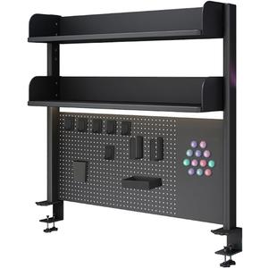 Clamp on Desk Shelf with Pegboard, Desktop Organization Bookshelf Storage Shelves for Home Office Dorm Gaming Desk, Space Saving Tabletop Display Rack, 31.5x37.5in