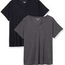 Amazon Essentials Women's Classic-Fit 100% Cotton Short-Sleeve V-Neck T-Shirt, Pack of 1, Black, X-Large