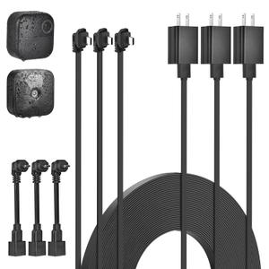 3Pack 10ft/3m Power Cable and Adapter for Blink Outdoor 4 (4th Gen), Blink Outdoor/Indoor (3rd Gen)&Blink XT/XT2, Weatherproof Flat Charger Extension Cable with Micro USB Adapter