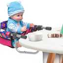 fash n kolor Baby Doll High Chair, Fits up to 20 inch Baby Dolls Flower Print Toddler Furniture Toy High Chair for Dolls (Doll Not Included) (Purple)