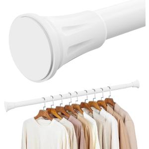 1.1 Inch Diameter Tension Closet Rods for Hanging Clothes 32-85 Inch, Adjustable Pole Closet to Hang Clothes, Heavy Duty Closet bar for Wardrobes with No Drilling Holder, White
