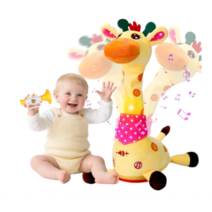 Vodolo Talking Singing Dancing Giraffe Toy with 60 Children's Song,Recharged Interactive Giraffe Plush Musical Baby Toys for Repeats What You Say,Tummy Time Giraffe Gifts,Toddler Stuffed Animal Toys