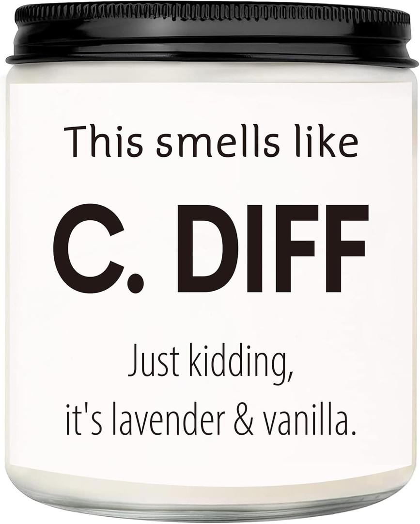 Funny Nurse Gifts for Women Men, Natural Soy Wax Lavender Scented Candle (7oz), Valentines Day Christmas Nurse Week Appreciation Graduation Retirement Gifts for School Future Nicu Nurse Doctor (White)