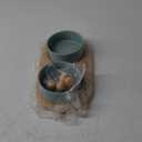 Ceramic Elevated Cat Food and Water Bowl, Kitty Bowl, Raised Cat Dish, Pet Feeder (5.1 in, 2 x Light Green + Stand)