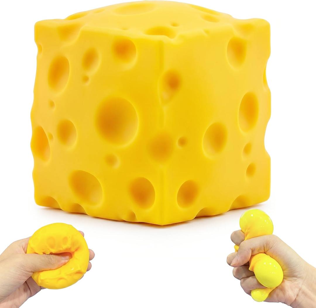 2 Inch Cheese Squishy, Snaps Back Quickly & Non-Sticky Anxiety Relief Toy, Improving Focus, Ideal Sensory Melters for Desk Decor & Stocking Stuffers, Perfect for Office, Home, or School (1, Yellow)