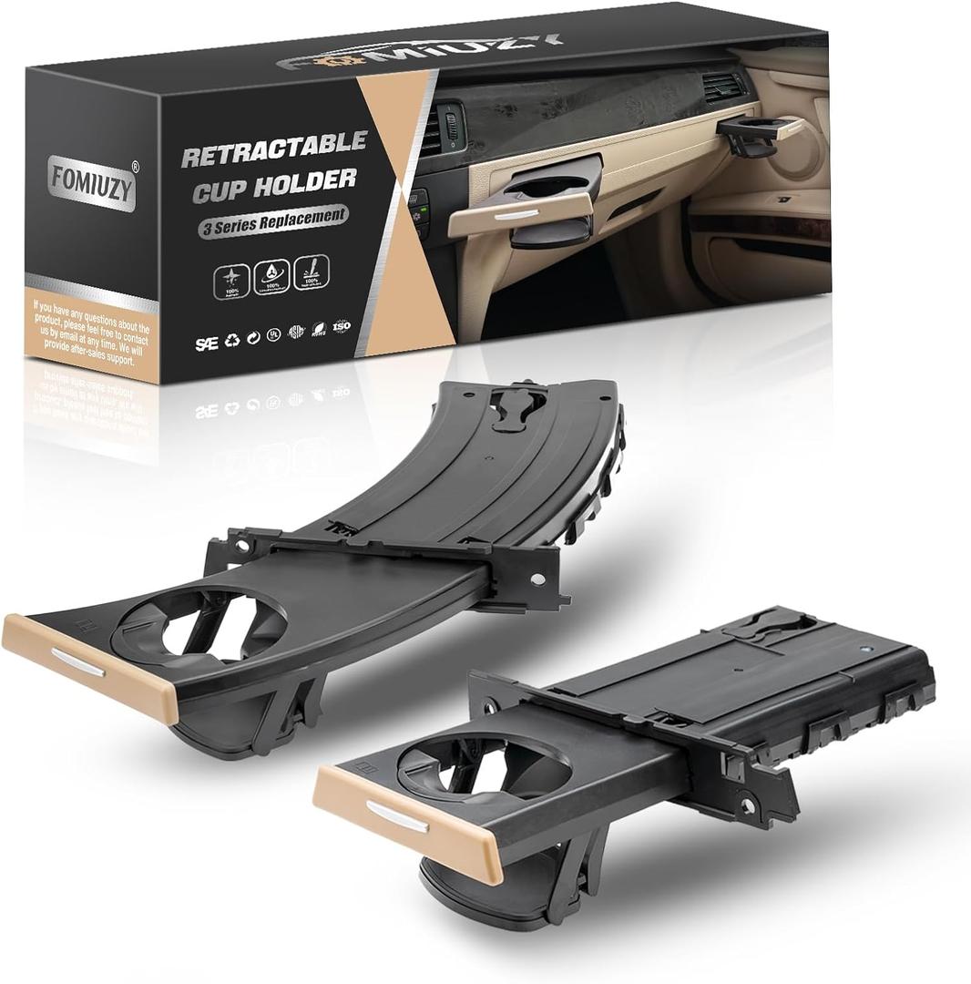 WEILEITE Replacement Cup Holder Compatible with BMW 3 Series E90 E92 328i E93 E91 335i 330i 325i 325xi 328xi 323i 330xi 335xi 335is 335d 2006-2013 Replace 51459173467 51459173473 (Left Driver and Right Passenger Side, beige)
