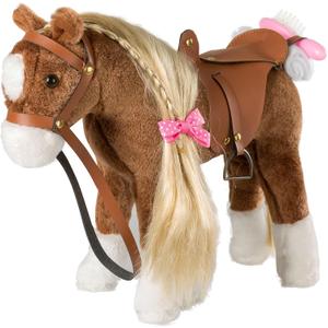 HollyHOME Horse Stuffed Animal Cute Pony Plush Pretend Play Horse Toys for Girls 11 inches Brown