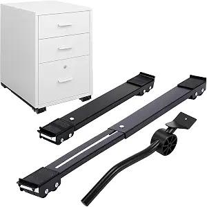 Lasnten Adjustable File Caddy Wheel Dolly with Metal Lifters 18.1 to 28.1 Inch Mobile File Cabinet Rollers Folder Racks Heavy Duty for Letter Legal Size Cabinet Office Home Mover Tool with Wheels